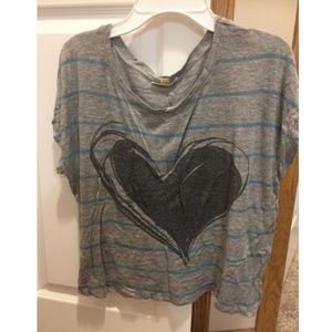 Delia's Striped heart print dolman soft top